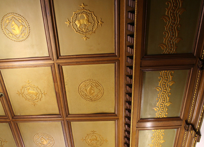 Gilded leather ceiling